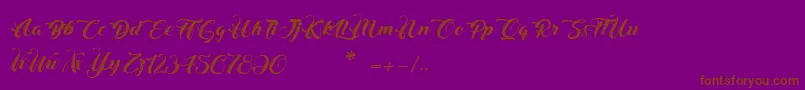 フォントChristmasInFinland – 紫色の背景に茶色のフォント