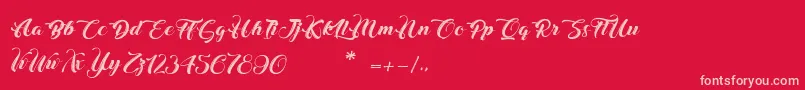 ChristmasInFinland-Schriftart – Rosa Schriften auf rotem Hintergrund