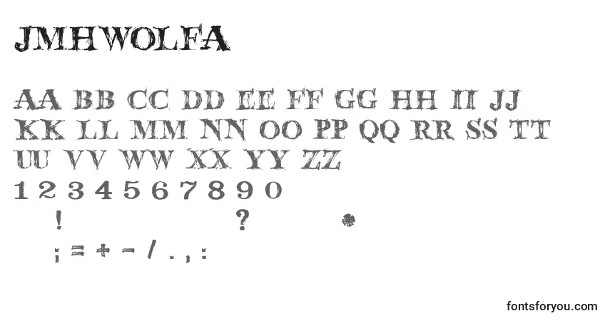 A fonte JmhWolfa (97926) – alfabeto, números, caracteres especiais