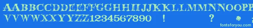 JmhWolfa Font – Green Fonts on Blue Background