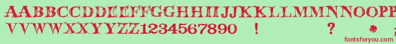 フォントJmhWolfa – 赤い文字の緑の背景