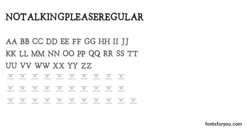NotalkingpleaseRegular (97928) Font – alphabet, numbers, special characters