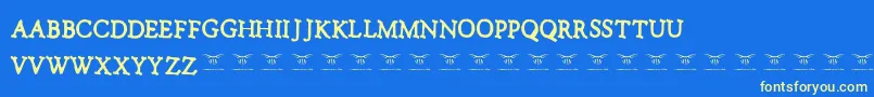 フォントNotalkingpleaseRegular – 黄色の文字、青い背景