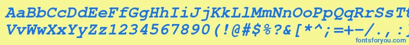 TexgyrecursorBolditalic Font – Blue Fonts on Yellow Background