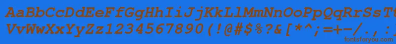 Fonte TexgyrecursorBolditalic – fontes marrons em um fundo azul