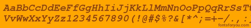 Czcionka TexgyrecursorBolditalic – brązowe czcionki na pomarańczowym tle