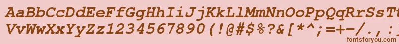 フォントTexgyrecursorBolditalic – ピンクの背景に茶色のフォント