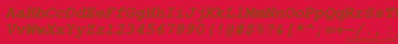 Fonte TexgyrecursorBolditalic – fontes marrons em um fundo vermelho