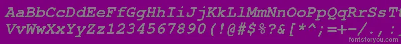 TexgyrecursorBolditalic-fontti – harmaat kirjasimet violetilla taustalla