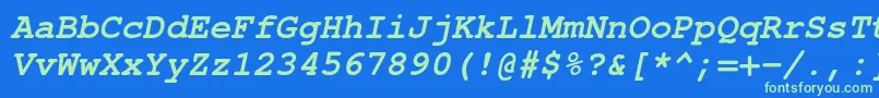 Шрифт TexgyrecursorBolditalic – зелёные шрифты на синем фоне