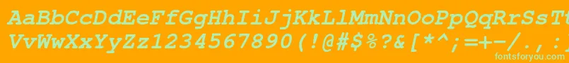 TexgyrecursorBolditalic Font – Green Fonts on Orange Background