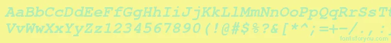 TexgyrecursorBolditalic-Schriftart – Grüne Schriften auf gelbem Hintergrund