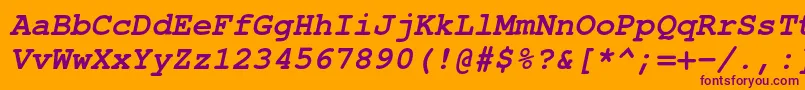 フォントTexgyrecursorBolditalic – オレンジの背景に紫のフォント