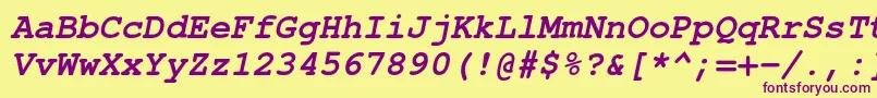 TexgyrecursorBolditalic Font – Purple Fonts on Yellow Background