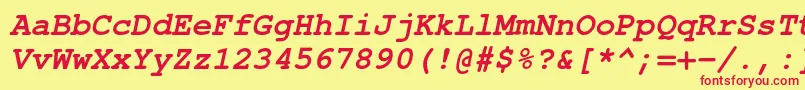 TexgyrecursorBolditalic Font – Red Fonts on Yellow Background