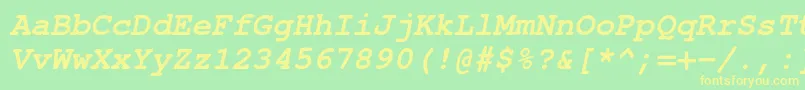 Шрифт TexgyrecursorBolditalic – жёлтые шрифты на зелёном фоне