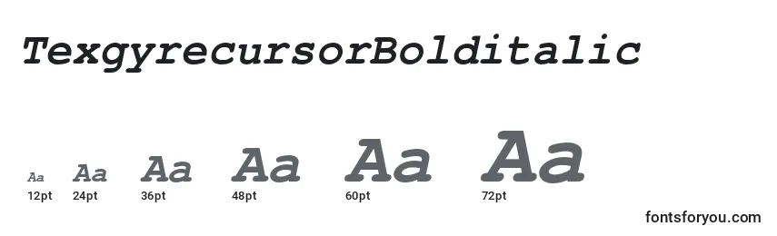 TexgyrecursorBolditalic Font Sizes