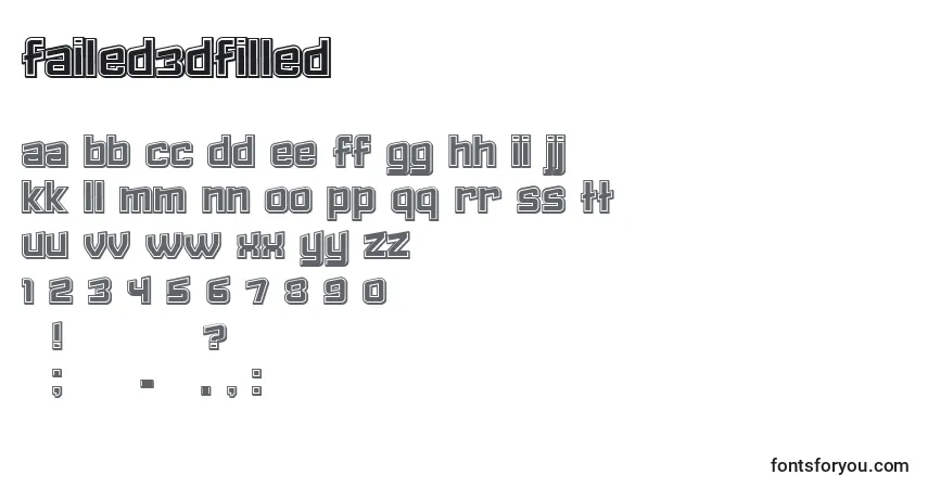 Fuente Failed3DFilled - alfabeto, números, caracteres especiales