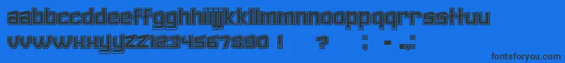 Failed3DFilled-Schriftart – Schwarze Schriften auf blauem Hintergrund