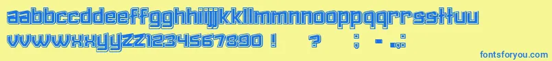 Failed3DFilled-Schriftart – Blaue Schriften auf gelbem Hintergrund