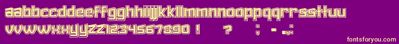 Failed3DFilled-Schriftart – Gelbe Schriften auf violettem Hintergrund
