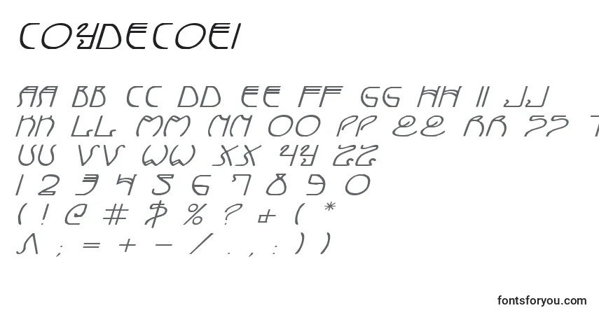 Czcionka Coydecoei – alfabet, cyfry, specjalne znaki