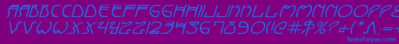 フォントCoydecoei – 紫色の背景に青い文字