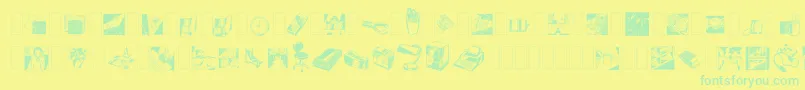 Dfindustrialsone-Schriftart – Grüne Schriften auf gelbem Hintergrund