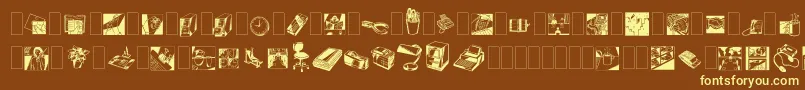 Dfindustrialsone-Schriftart – Gelbe Schriften auf braunem Hintergrund