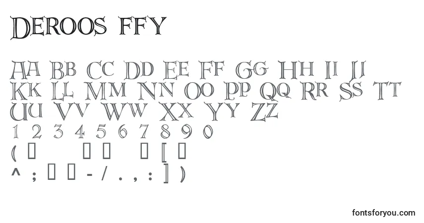 Schriftart Deroos ffy – Alphabet, Zahlen, spezielle Symbole