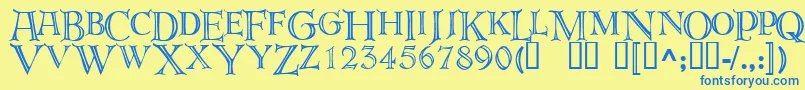 Deroos ffy Font – Blue Fonts on Yellow Background