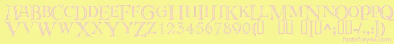 Deroos ffy-Schriftart – Rosa Schriften auf gelbem Hintergrund