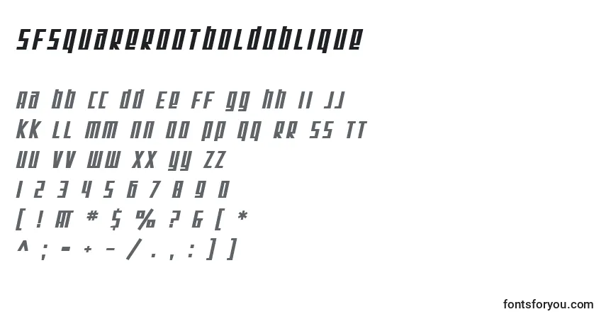 Шрифт SfSquareRootBoldOblique – алфавит, цифры, специальные символы