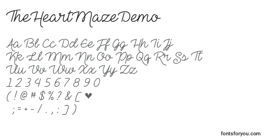 Шрифт TheHeartMazeDemo – алфавит, цифры, специальные символы