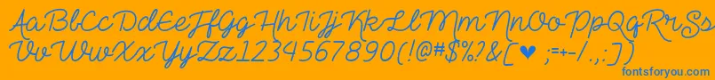 TheHeartMazeDemo-Schriftart – Blaue Schriften auf orangefarbenem Hintergrund