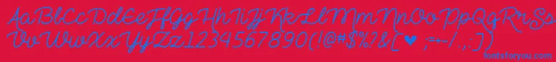 Шрифт TheHeartMazeDemo – синие шрифты на красном фоне