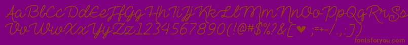 フォントTheHeartMazeDemo – 紫色の背景に茶色のフォント