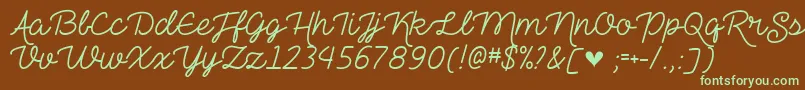 TheHeartMazeDemo-fontti – vihreät fontit ruskealla taustalla