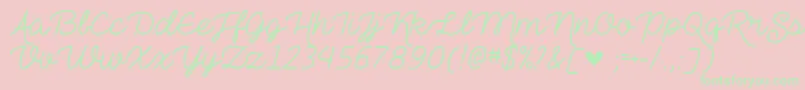 TheHeartMazeDemo-Schriftart – Grüne Schriften auf rosa Hintergrund