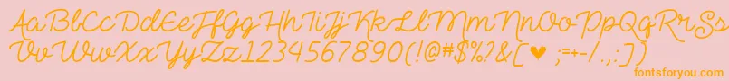 TheHeartMazeDemo-Schriftart – Orangefarbene Schriften auf rosa Hintergrund