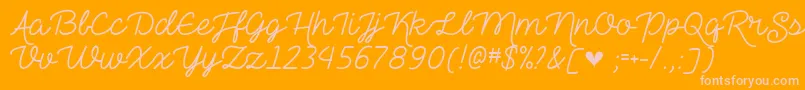 TheHeartMazeDemo-Schriftart – Rosa Schriften auf orangefarbenem Hintergrund