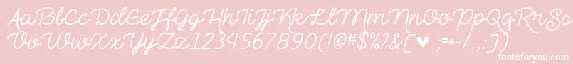 TheHeartMazeDemo-Schriftart – Weiße Schriften auf rosa Hintergrund