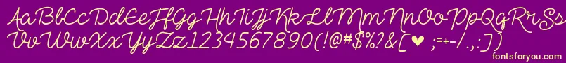 TheHeartMazeDemo-Schriftart – Gelbe Schriften auf violettem Hintergrund