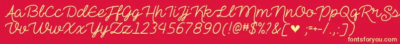 TheHeartMazeDemo Font – Yellow Fonts on Red Background