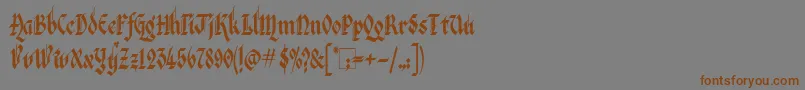 VeronaGothicフォントについての詳細 フォントVeronaGothic – 茶色の文字が灰色の背景にあります。
