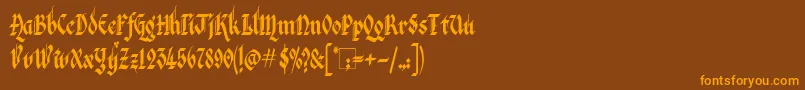 Weitere Informationen zur VeronaGothic-Schriftart VeronaGothic-Schriftart – Orangefarbene Schriften auf braunem Hintergrund