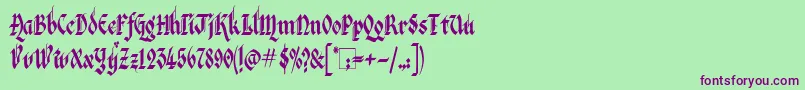 フォントVeronaGothic – 緑の背景に紫のフォント
