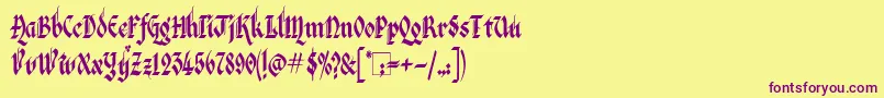 フォントVeronaGothic – 紫色のフォント、黄色の背景
