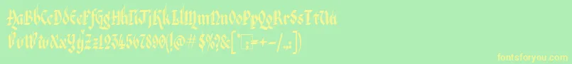 VeronaGothic-Schriftart – Gelbe Schriften auf grünem Hintergrund