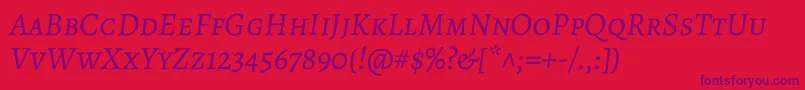 AlegreyascItalic Font – Purple Fonts on Red Background